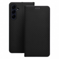 Peňaženkové puzdro LUNA Book Carbon na Samsung Galaxy S25 FE Uhlíkové vlákno, Elegant  Čierny