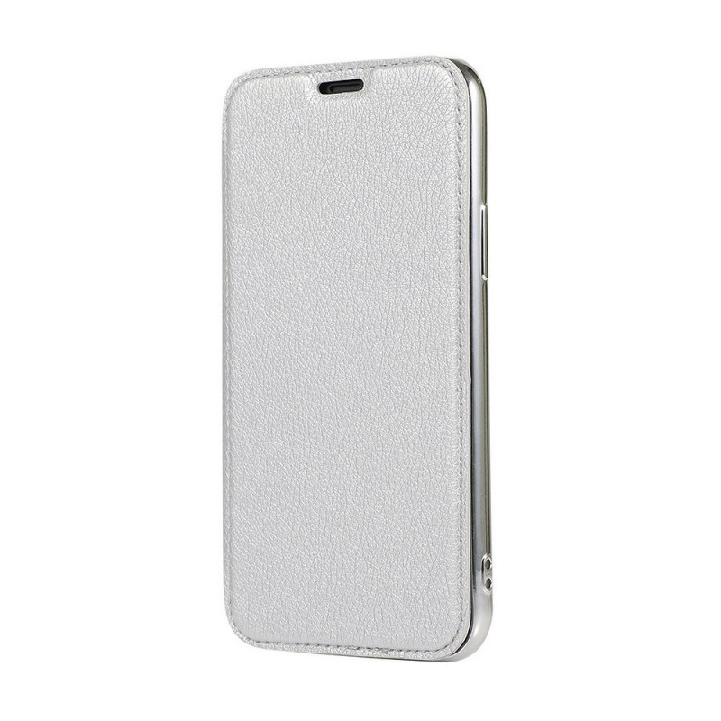 ELECTRO BOOK na Apple iPhone 11 FORCELL Obal zo 100% prírodnej kože & TPU Strieborný