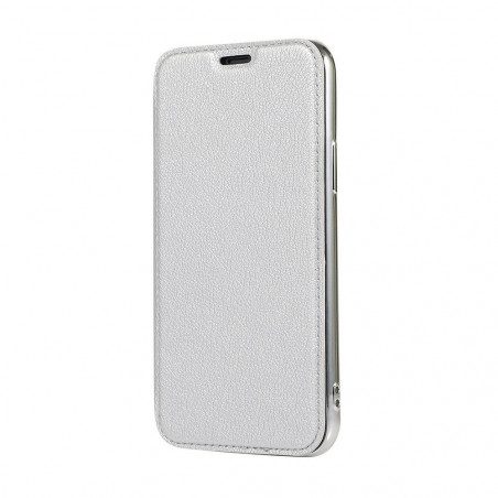 ELECTRO BOOK na Apple iPhone 11 FORCELL Obal zo 100% prírodnej kože & TPU Strieborný