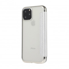 ELECTRO BOOK na Apple iPhone 11 FORCELL Obal zo 100% prírodnej kože & TPU Strieborný