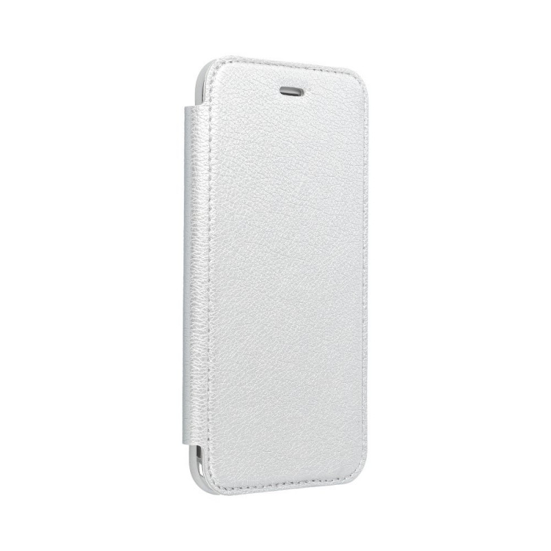 ELECTRO BOOK na Apple iPhone 12 mini FORCELL Obal zo 100% prírodnej kože & TPU Strieborný