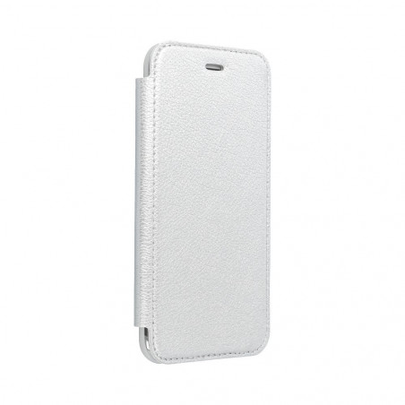 ELECTRO BOOK na Apple iPhone 12 mini FORCELL Obal zo 100% prírodnej kože & TPU Strieborný