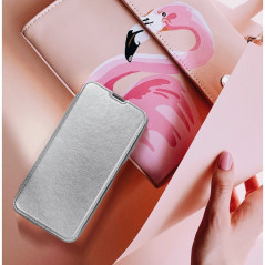 ELECTRO BOOK na Apple iPhone 12 mini FORCELL Obal zo 100% prírodnej kože & TPU Strieborný
