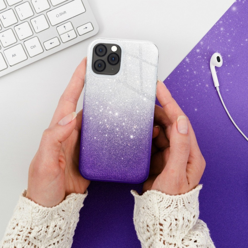 Kryt Shining na Samsung Galaxy A12 Prehľadný a fialový