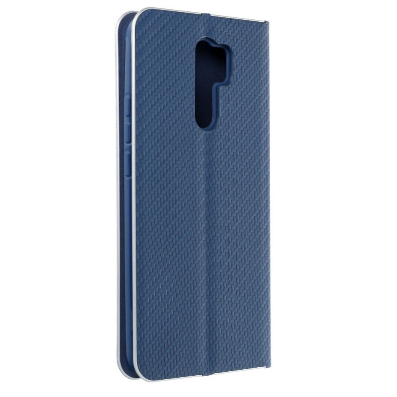 Peňaženkové puzdro LUNA Book Carbon na XIAOMI Mi 10T Pro 5G Uhlíkové vlákno, Elegant  Modrý