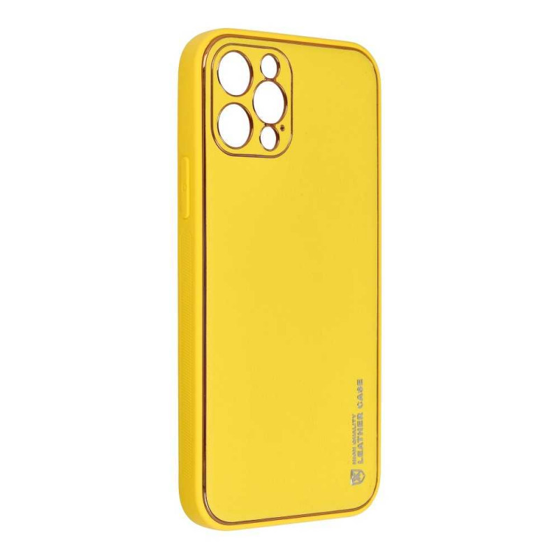 LEATHER na Apple iPhone 13 Pro FORCELL Kožený obal Žltý