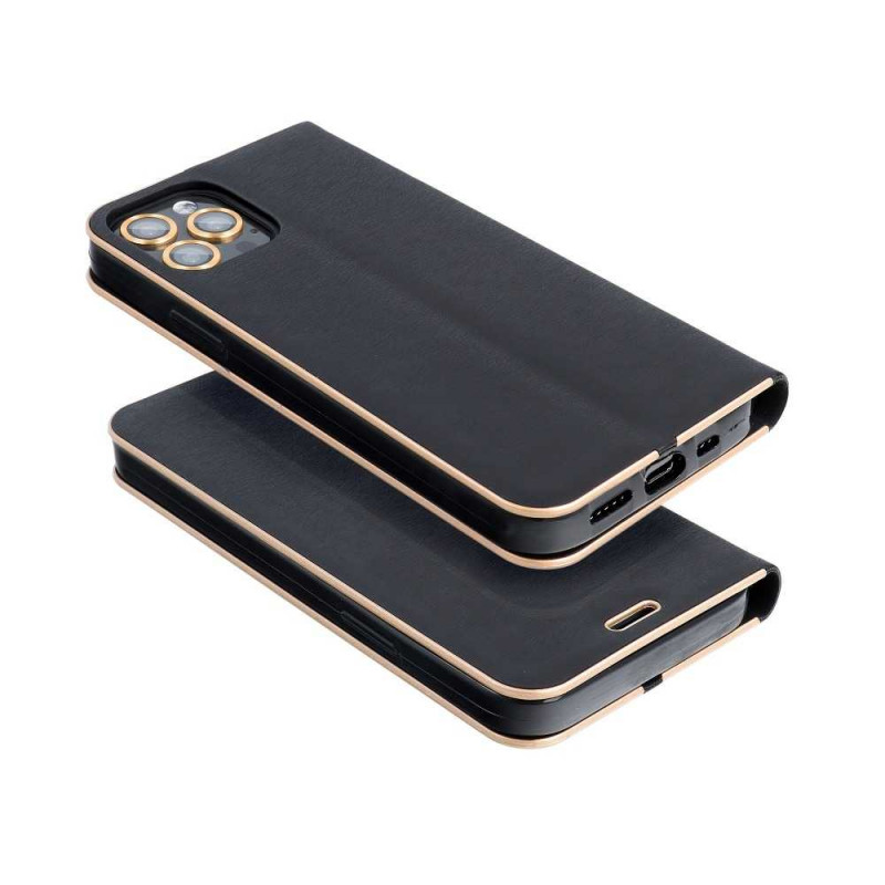 Peňaženkové puzdro LUNA Book Gold na Apple iPhone 13 Pro Elegant  Čierny
